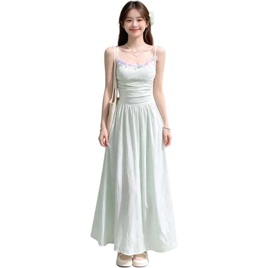 VENICEW Slip Dresses Women's Image Color Boat Neck Moderate Long