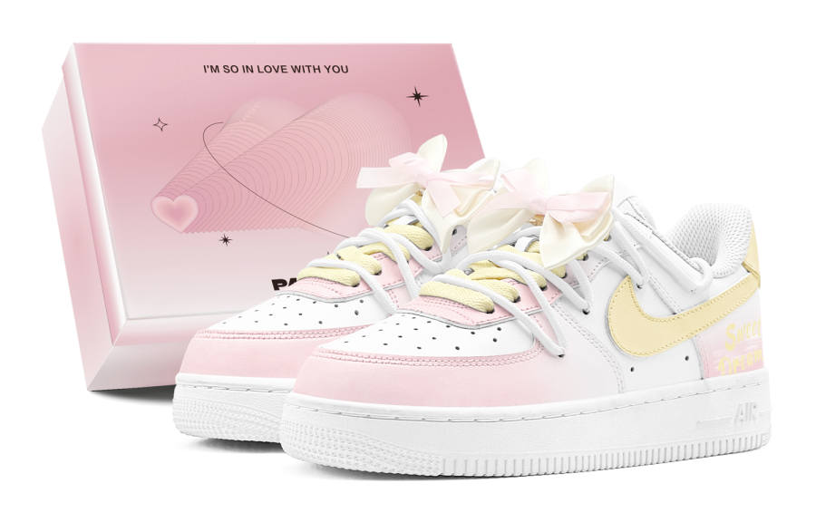 Nike Nike Air Force 1 Air Force 1, Couple's, Romantic Favor, Sweet Dream Flower Shadow, Bowknot GS Low top Skateboard Shoes