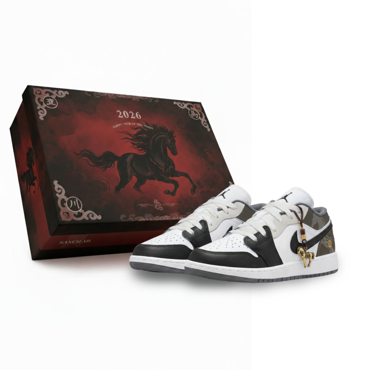 Jordan Jordan Air Jordan 1 Swift Shadow Gold Medallion Slip Resistant Abrasion Resistant Low top Children's Basketball Shoes