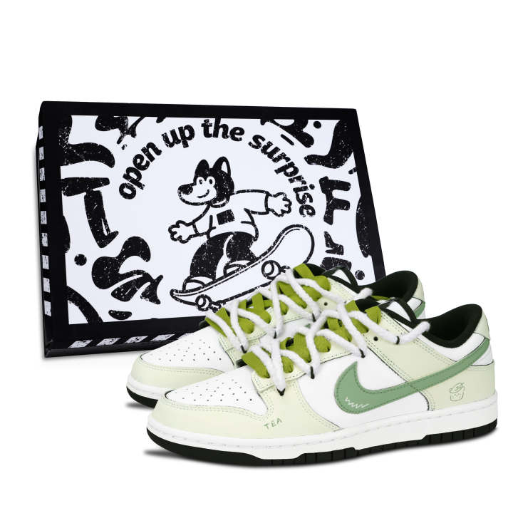 Nike Nike Dunk Black White, Qingyun Tea Sweet Leather Low top Skateboard Shoes Unisex Yellow Green