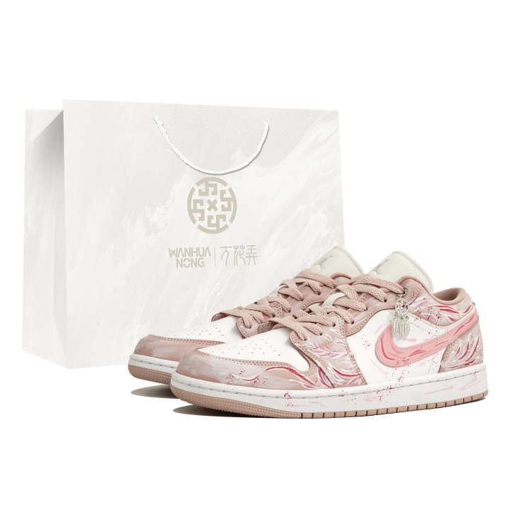 Jordan Jordan Air Jordan 1 LOW Myriad Flowers, Flying Feather, Shopping Bag Slip Resistant Abrasion Resistant Low top