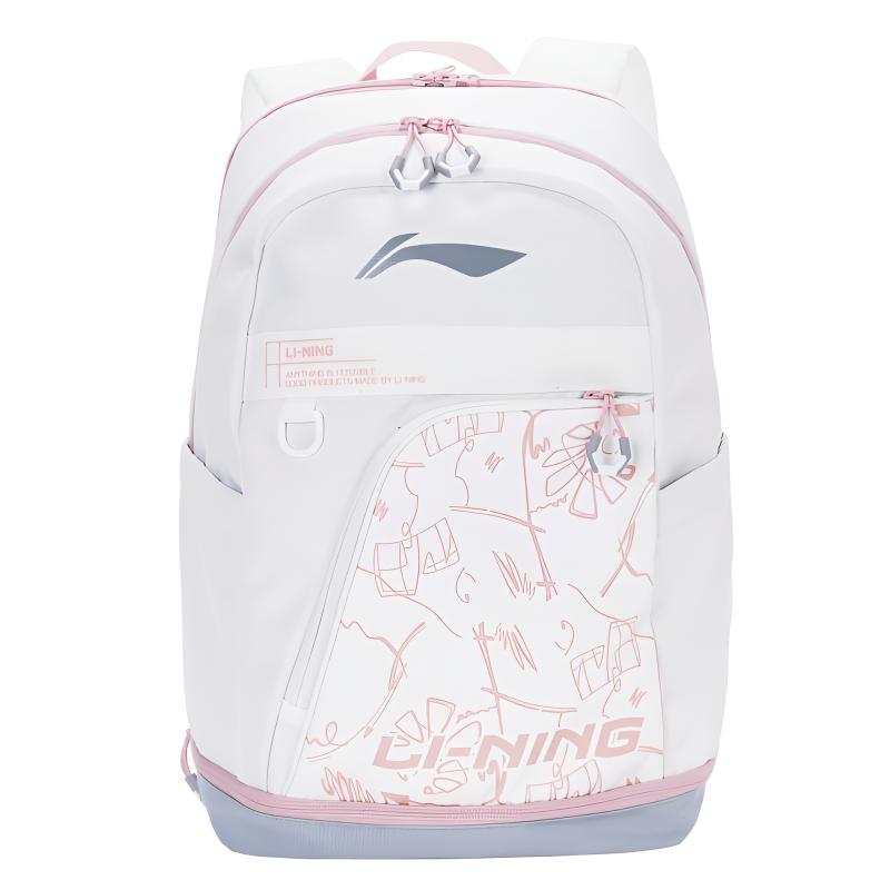 Li-Ning Li Ning Badminton Collection Polyester Sketch Bag Backpack Regular Unisex Cherry Blossom Pink White