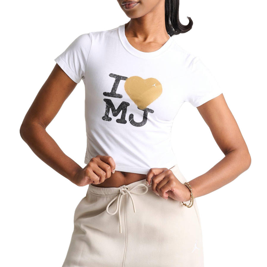 Jordan Jordan T Shirts Women's White/Metal Gold Crew Neck
