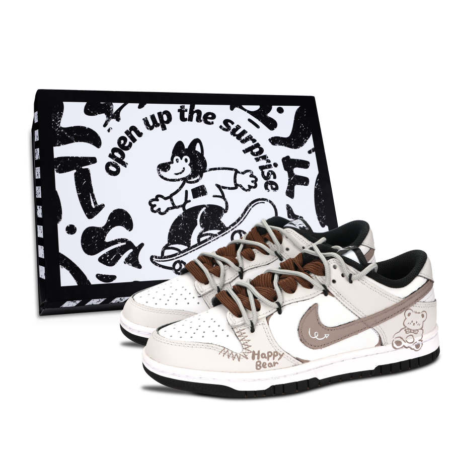 Nike Nike Dunk Black White, Le Bear Sweet Order Leather Low top Skateboard Shoes Unisex Khaki