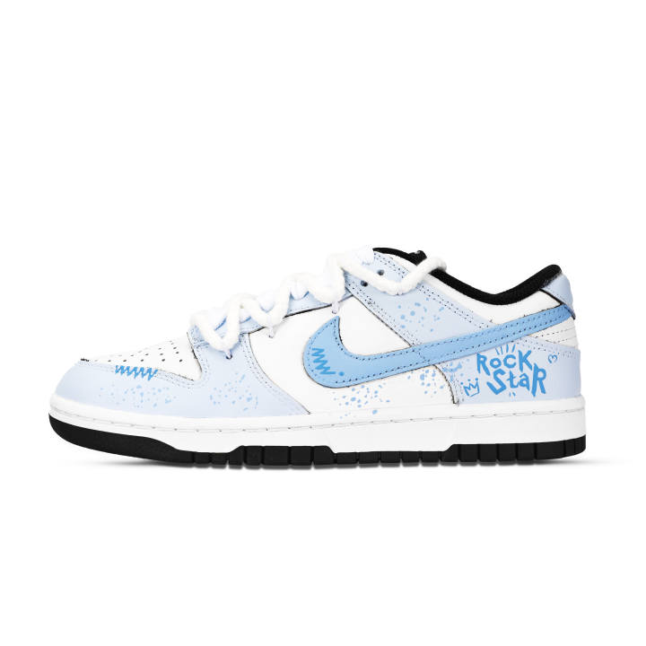 Nike Nike Dunk Black White, Rock Ice Charm Leather Low top Skateboard Shoes Unisex Blue