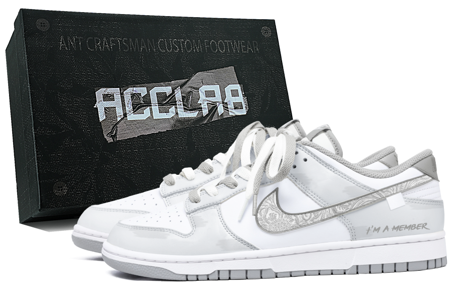 Nike Nike Dunk LOW RETRO Abrasion Resistant Height Increasing Low top Skateboard Shoes Unisex Gray White