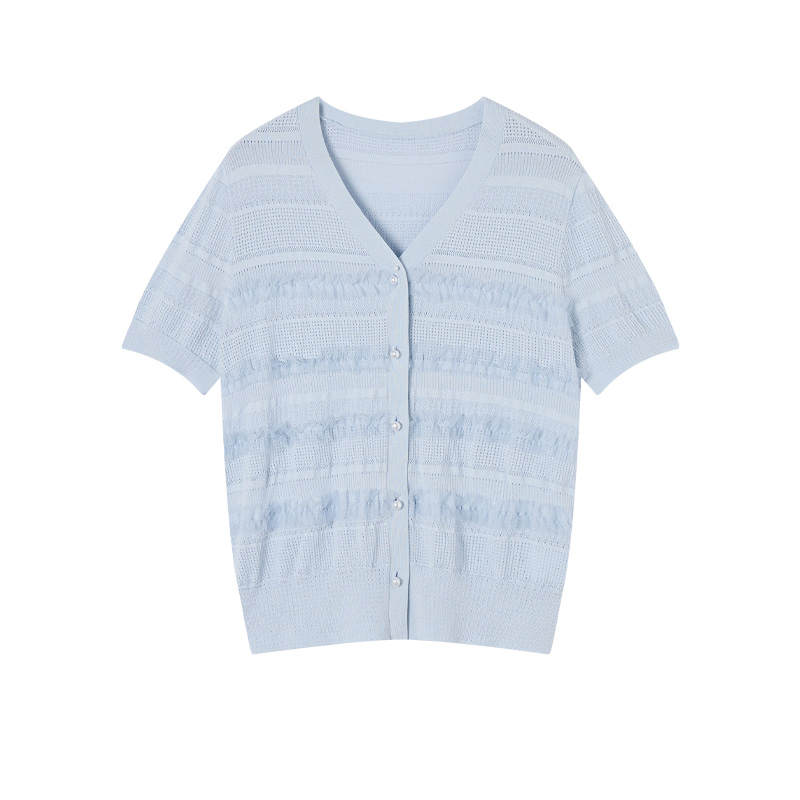 XIANGYING Knitwear Women's V Neck Thin Cardigan