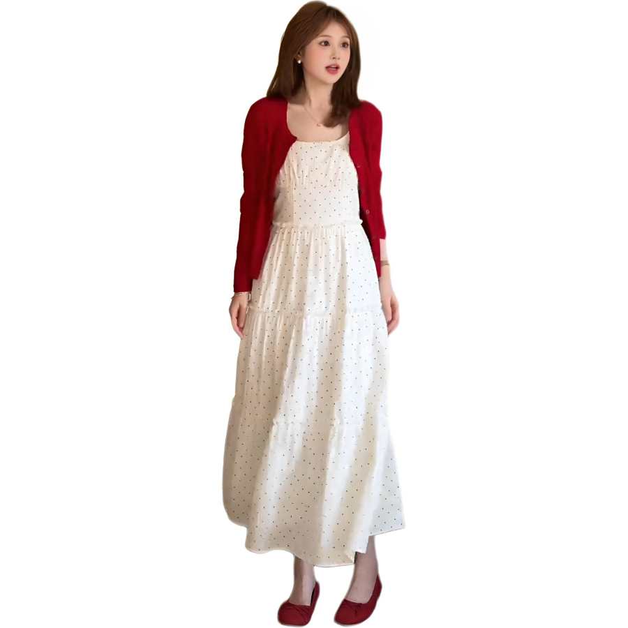 Cotton Gene Two Piece Skirt Sets Women's Square Collar Moderate Long