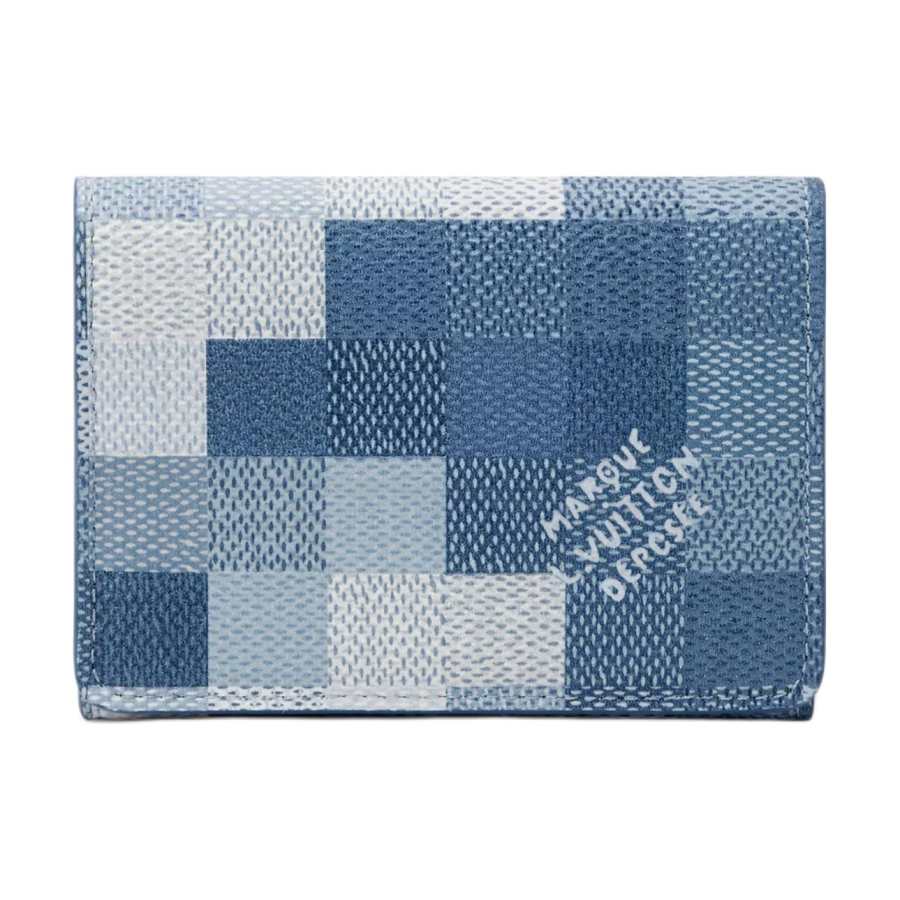 LOUIS VUITTON Damoflage Artificial Leather Card Holder Men's Indigo