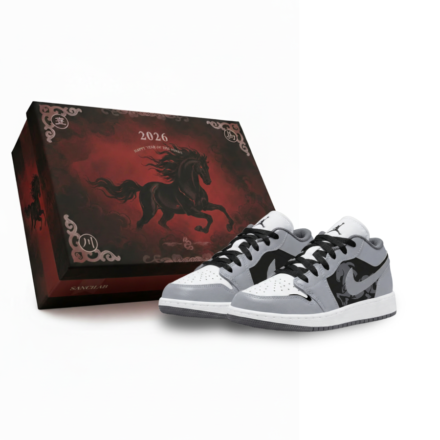 Jordan Jordan Air Jordan 1 Gray Comet Black Edge Abrasion Resistant Low top Children's Basketball Shoes Gray Unisex