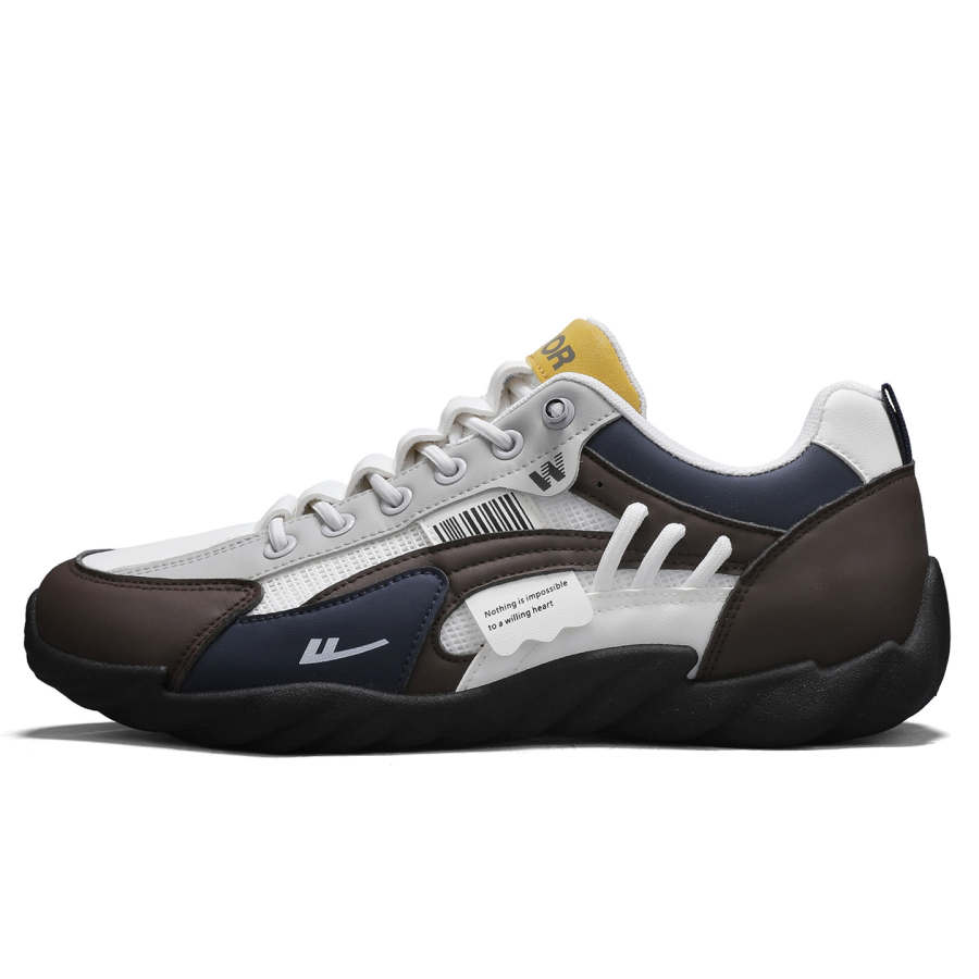 WARRIOR Casual Shoes Men's Low Top White Brown Dark Blue, Beige Dark Blue, White Blue Red