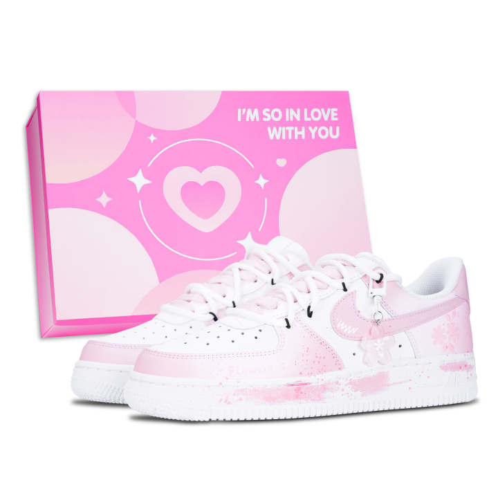 Nike Nike Air Force 1 Air Force 1, Cherry Blossom Pink Floral Leather Slip Resistant Abrasion Resistant Low top