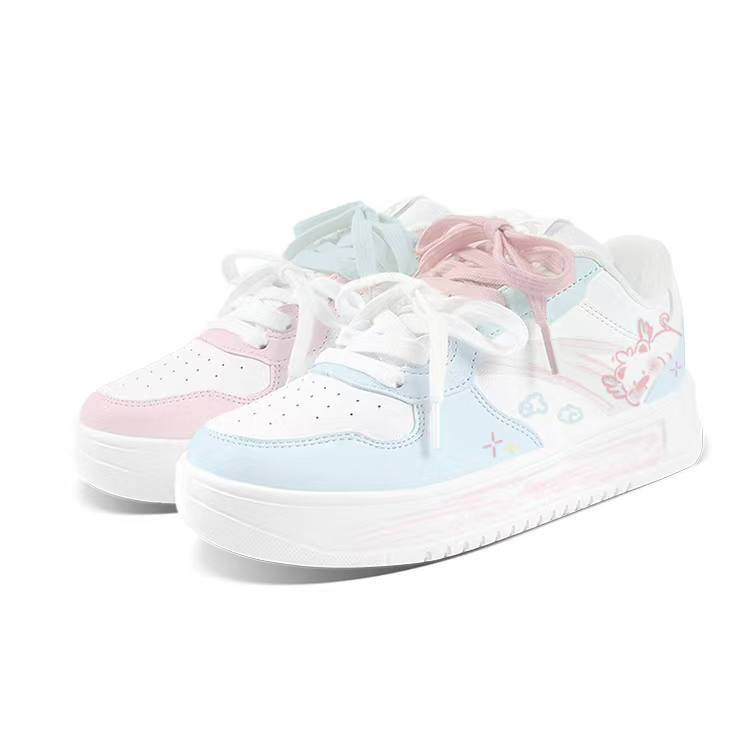 Anta Easy Abrasion Resistant Lightweight Low top Skateboard Shoes Women's Pink Blue Mismatched