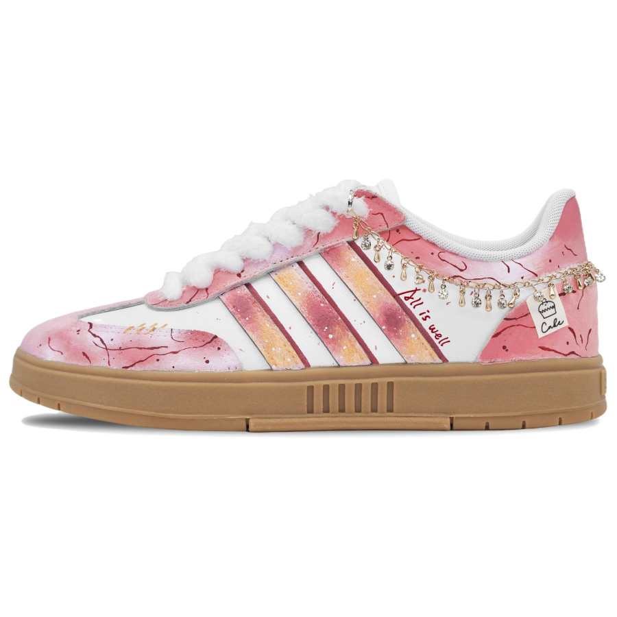 Adidas Adidas Gradas Cherry Blossom Season Slip Resistant Low top Skateboard Shoes Women's Gold Powder