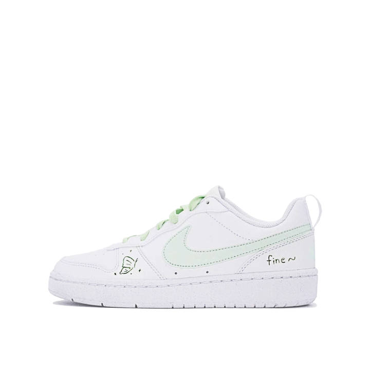 Nike Nike Court Borough Spring Letter Leather Cushioning Abrasion Resistant Breathable Low top Kids' Skateboarding Shoes