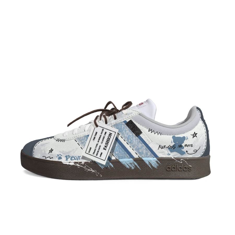 Adidas Adidas VL COURT 2.0 Cushioning Abrasion Resistant Low top Skateboard Shoes Unisex Blue