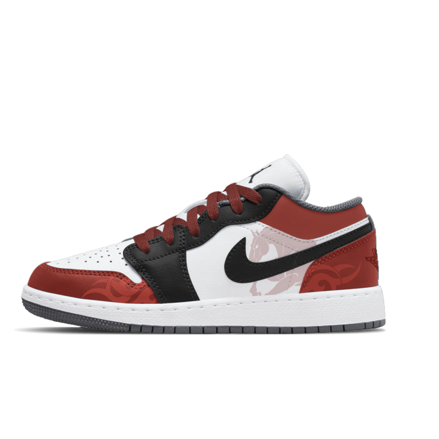 Jordan Jordan Air Jordan 1 Lemon Joy Abrasion Resistant Low top Children's Basketball Shoes Black Red Unisex