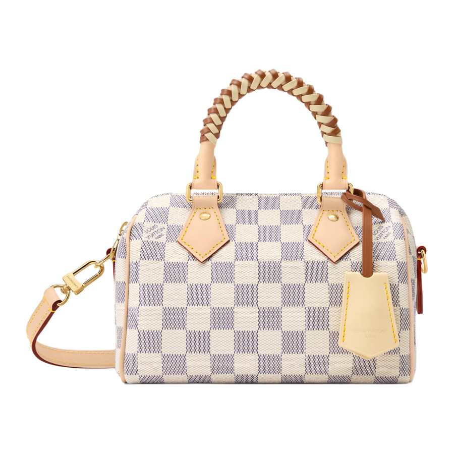 LOUIS VUITTON Speedy Coated Canvas Shoulder Bag, Crossbody Bag, Handbag Women's Blue & Banana Yellow