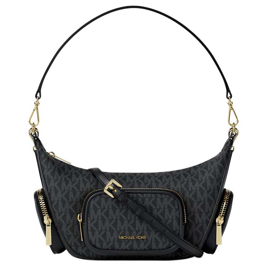 MICHAEL KORS Coated Canvas Shoulder Bag Small Women's Black