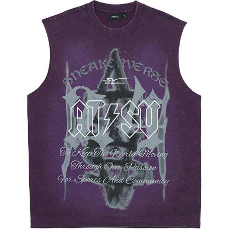ANTA Tank Tops Men's Crimson Purple Crew Neck Moderate Straight Fit