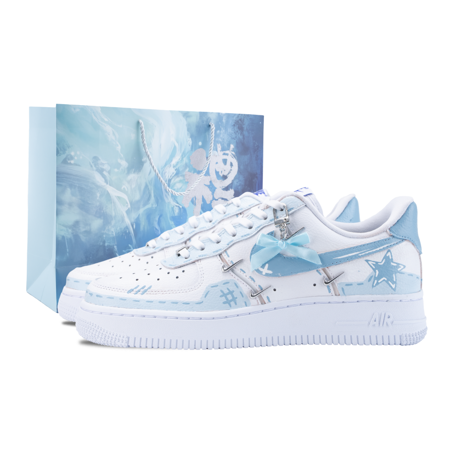 Nike Nike Air Force 1 Sea Salt Star Dream Slip Resistant Abrasion Resistant Low top Skateboard Shoes Women's Blue White
