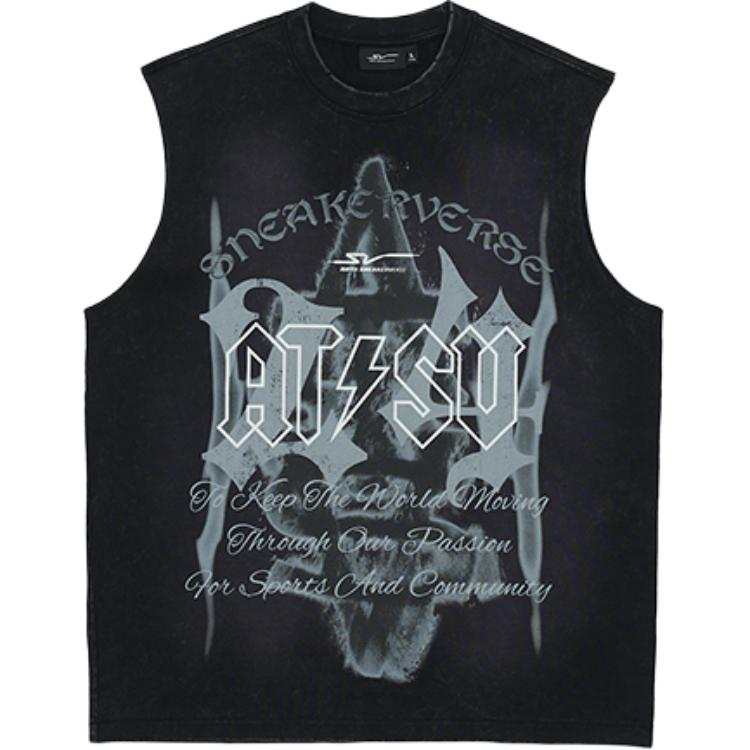 ANTA Tank Tops Men's Black Crew Neck Moderate Straight Fit