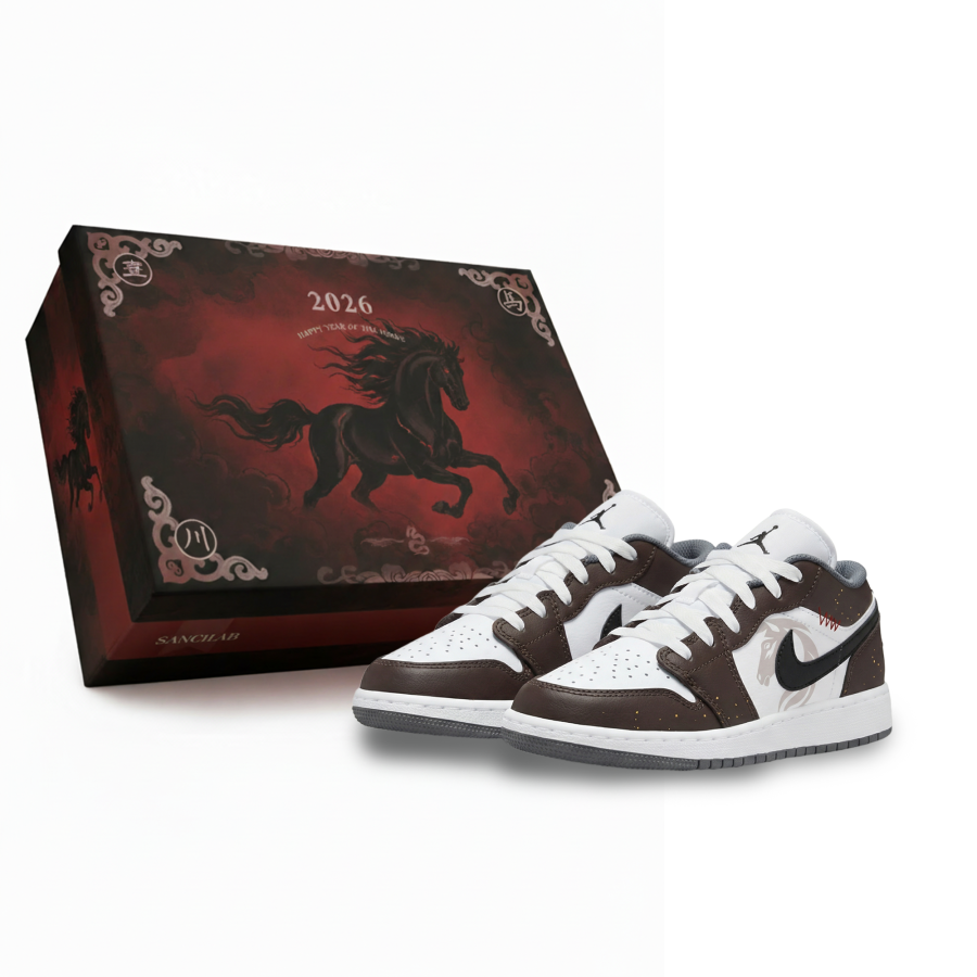 Jordan Jordan Air Jordan 1 Brown Shadow Gold Abrasion Resistant Low top Children's Basketball Shoes Black Brown Unisex