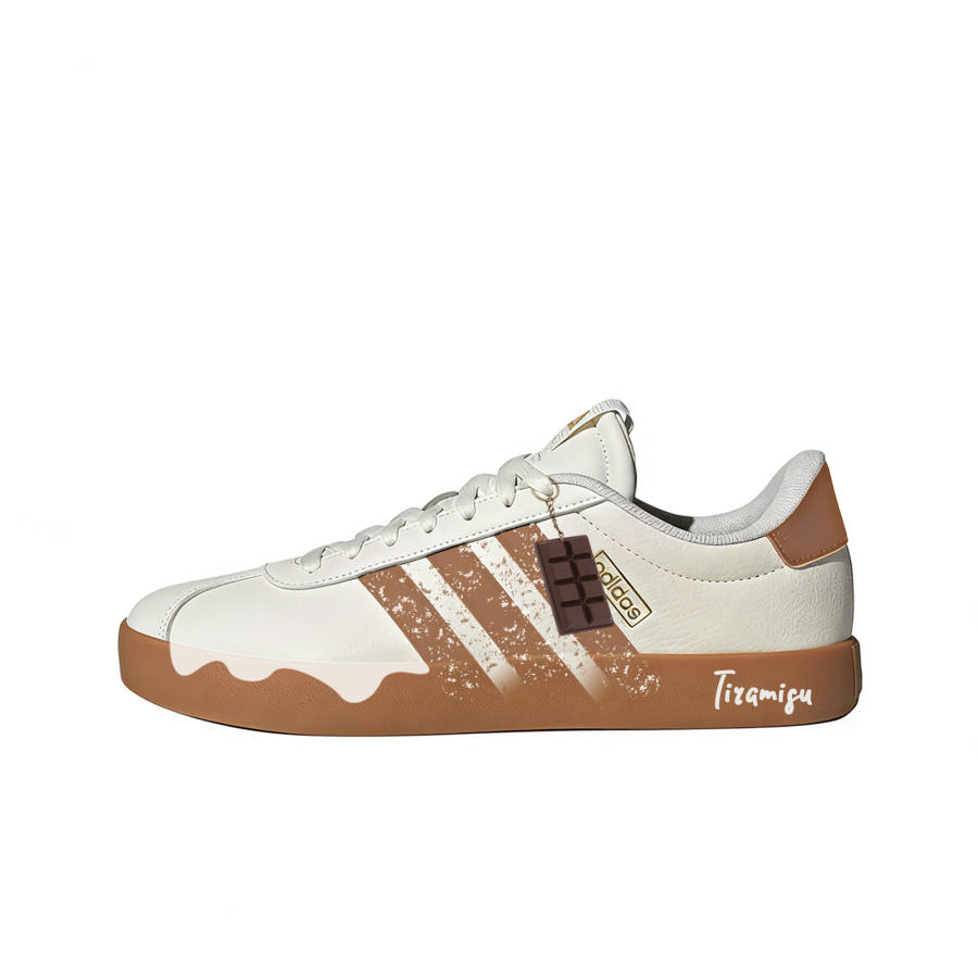 Adidas Adidas VL COURT 3.0 Latte Chocolate Brown German Army Trainers Unisex White Brown