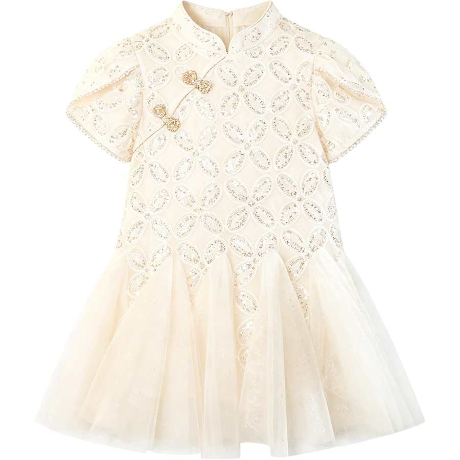 Disney Kids Dresses Stand Collar Thin Mid Length