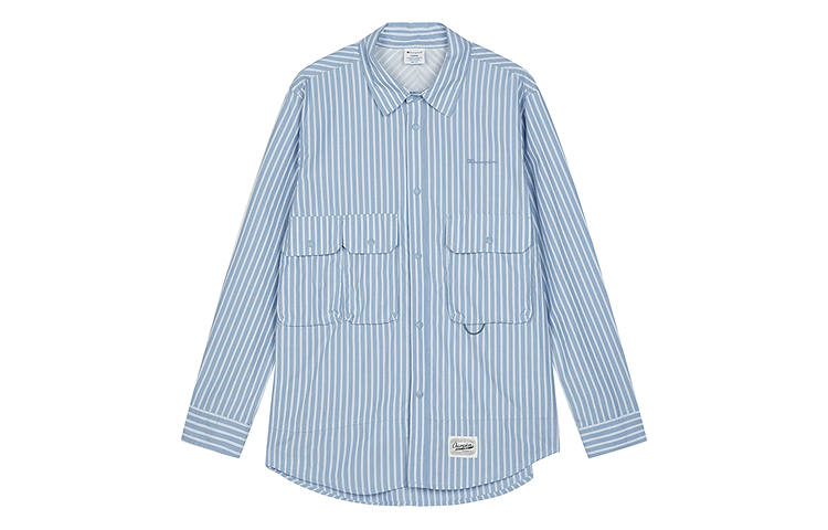Champion Campus Shirts Unisex Blue Stripes Lapel Moderate Other