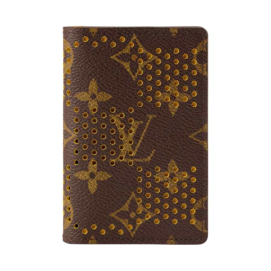 LOUIS VUITTON Monogram Grid Coated Canvas Card Holder Unisex Brown