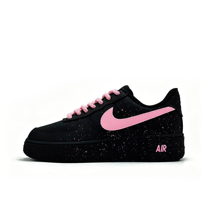 Nike Nike Air Force 1 Pink Glaze Leather Low top Skateboard Shoes Unisex Black Pink