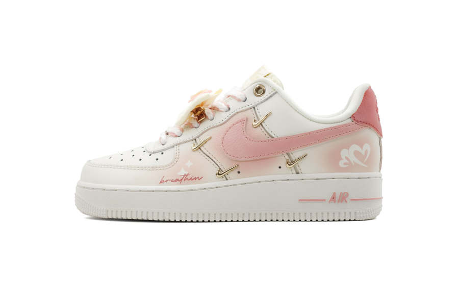 Nike Nike Air Force 1 Heartbeat Pink Mist Cushioning Abrasion Resistant Low top Skateboard Shoes Women's White Pink