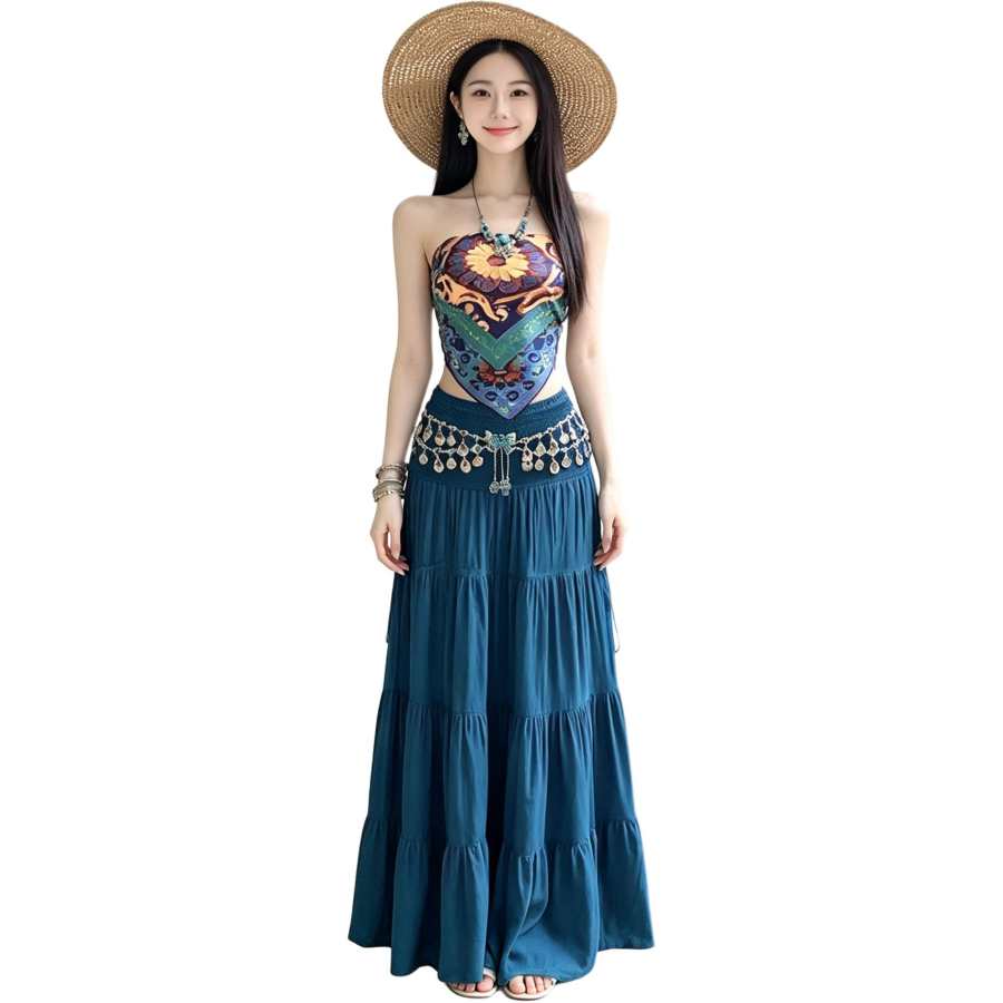 JBBCN JBBCN Two Piece Skirt Sets Women's Collarless Thin Long