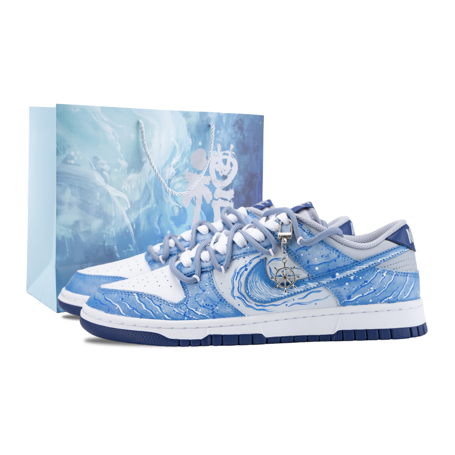 Nike Nike Dunk Jade Sea Voyage Slip Resistant Abrasion Resistant Low top Skateboard Shoes Men's White Blue