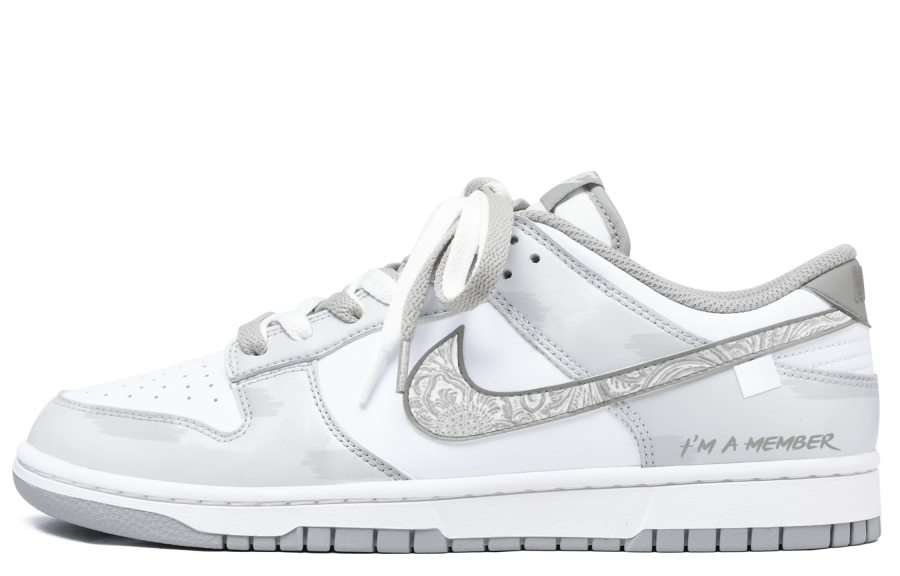 Nike Nike Dunk LOW RETRO Abrasion Resistant Height Increasing Low top Skateboard Shoes Unisex Gray White
