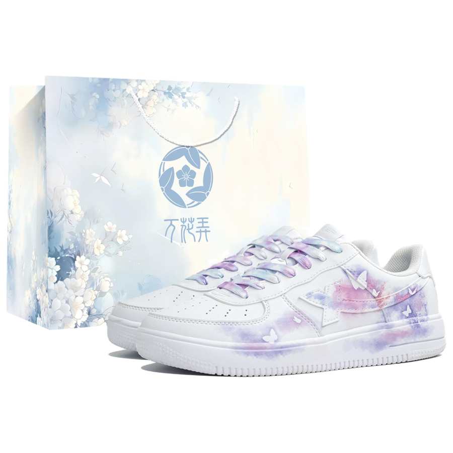 XTEP Air Force 1 Skateboard Shoes Unisex Low Top White/Pink/Blue/Purple