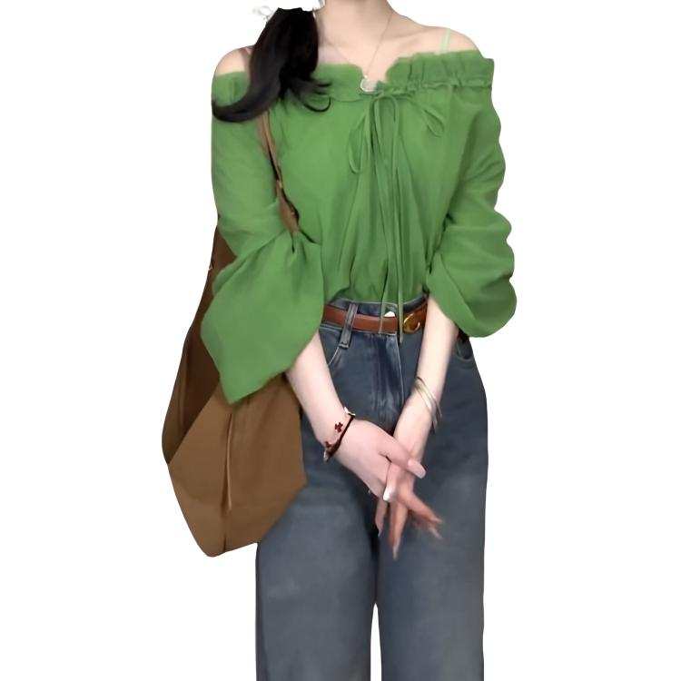 JBBCN Shirts Women's Green Boat Neck Moderate Shirt