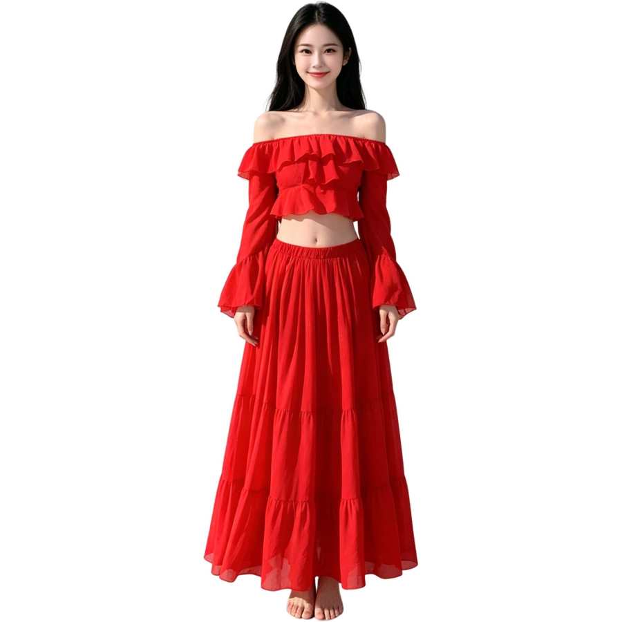 JBBCN Two Piece Skirt Sets Women's Boat Neck Thin Long