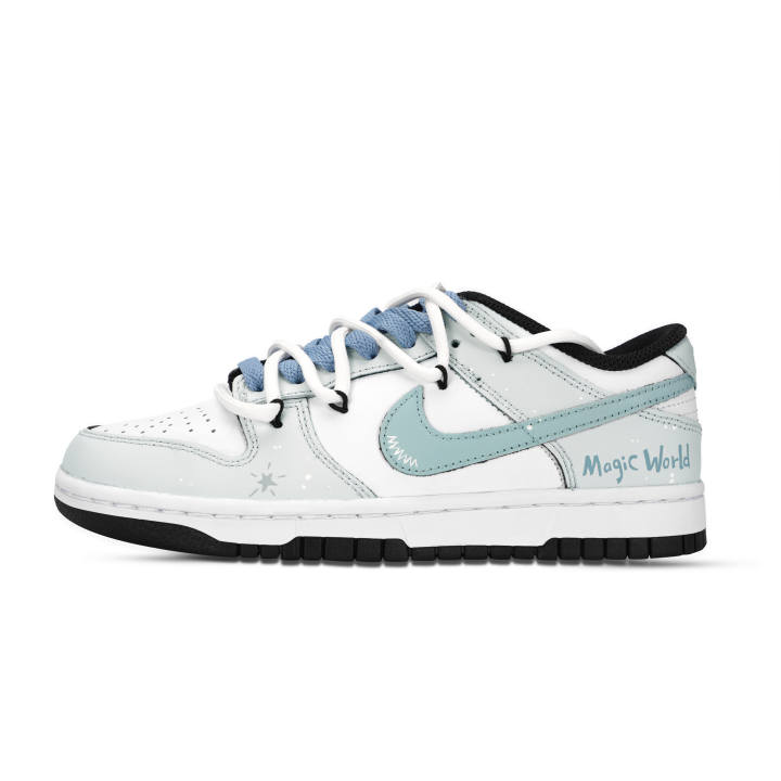 Nike Nike Dunk Black White, Mirage Star Blue Leather Low top Skateboard Shoes Unisex Gray Blue