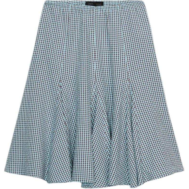 ZARA Casual Long Skirts Women's Brown Blue Moderate Midi Skirt Other