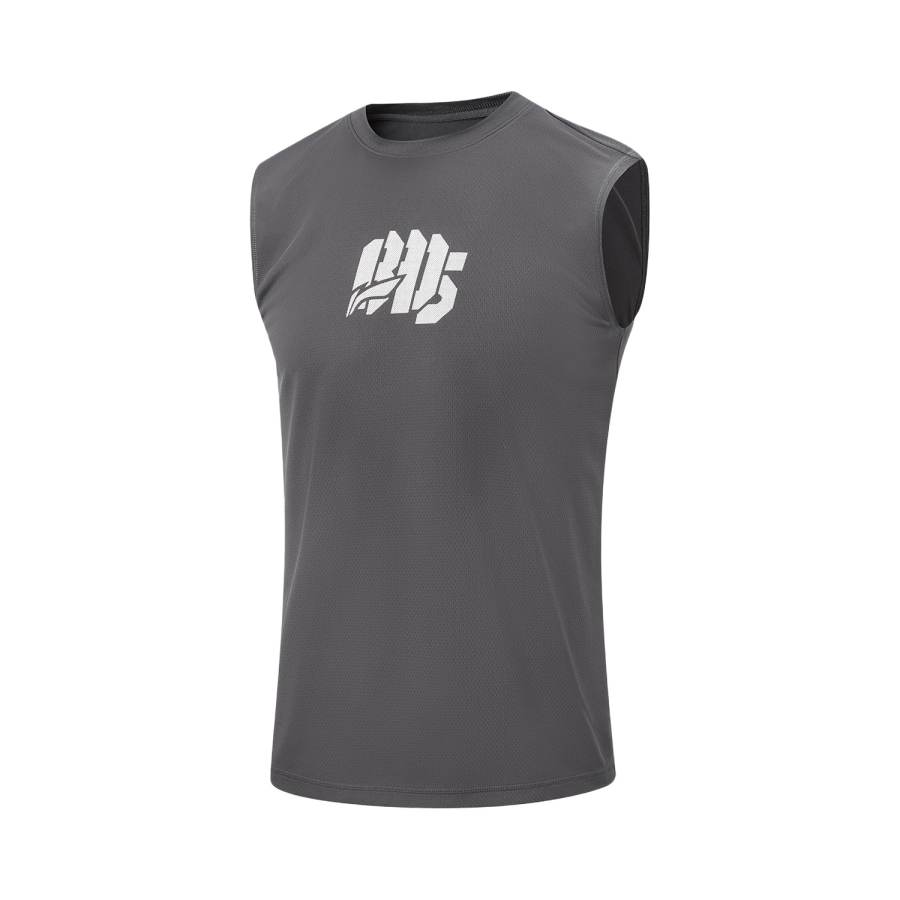 Li-Ning Li Ning BADFIVE Tank Tops Men's Meteorite Gray Crew Neck Moderate