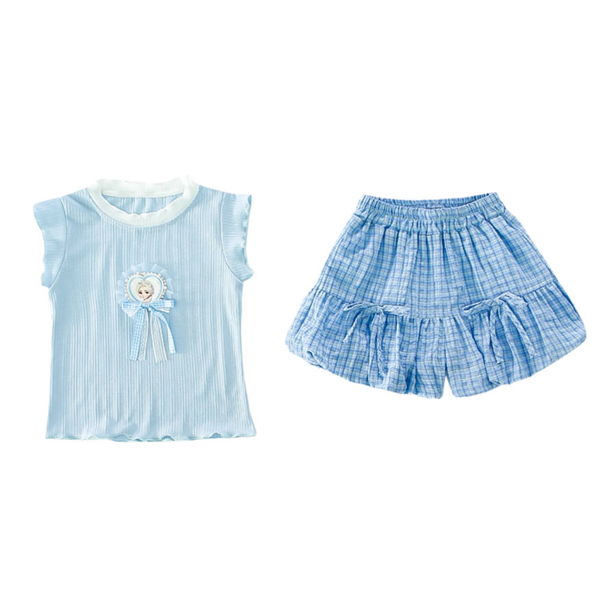 Disney Kids Two Piece Skirt Sets Crew Neck Thin Short