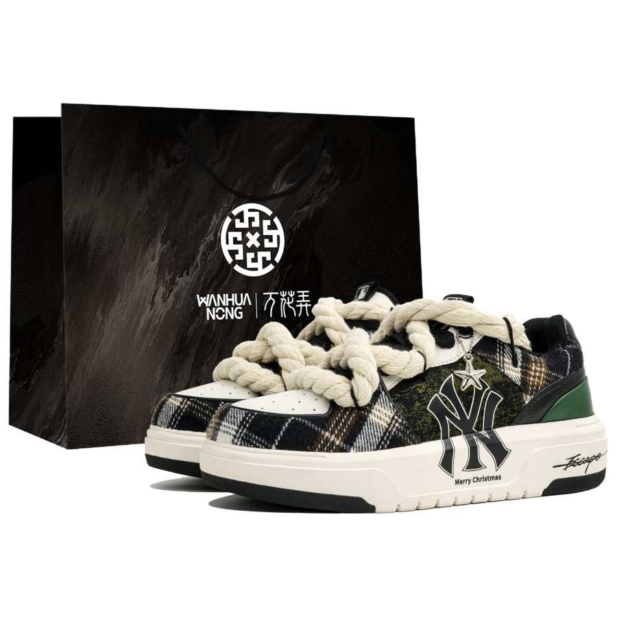 MLB Chunky Liner Wan Hua Nong, Dong Meng, Shopping Bag Abrasion Resistant Low top Skateboard Shoes Unisex Black Green