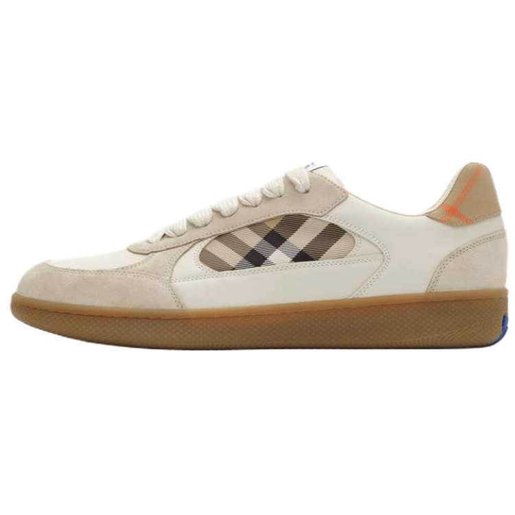 Burberry Terrace Leather, Suede Low top Skateboard Shoes Men's Dove Gray Sand