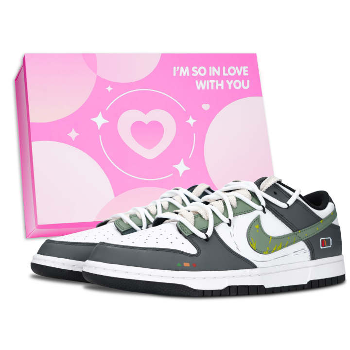 Nike Nike Dunk Black White, Battery Trend Leather Low top Skateboard Shoes Unisex Gray