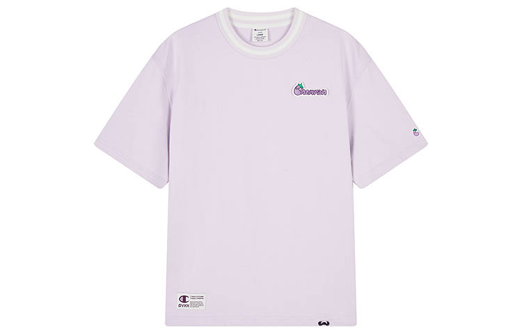 Champion T Shirts Unisex Purple Crew Neck Moderate