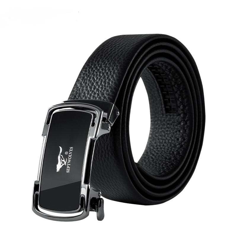 SEPTWOLVES Fashion Trend Cow Leather Zinc Alloy Leather Belts Men's 3.5cm
