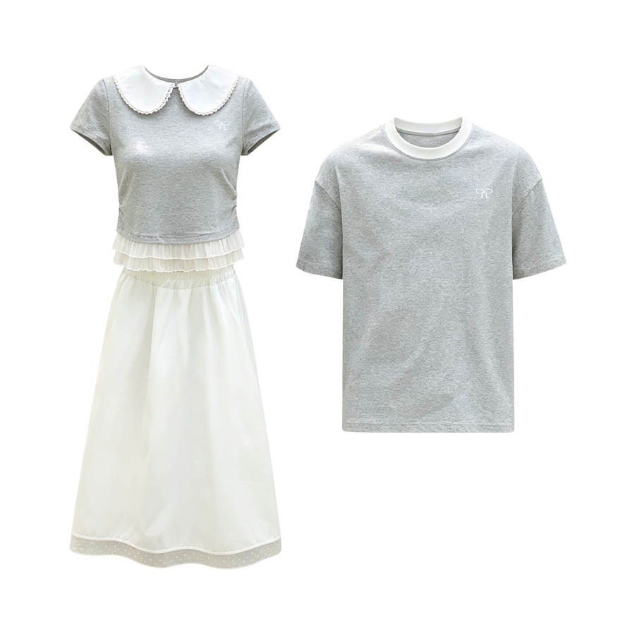TUSHIFEI Couple Sets Women's Crew Neck Moderate Mid Length