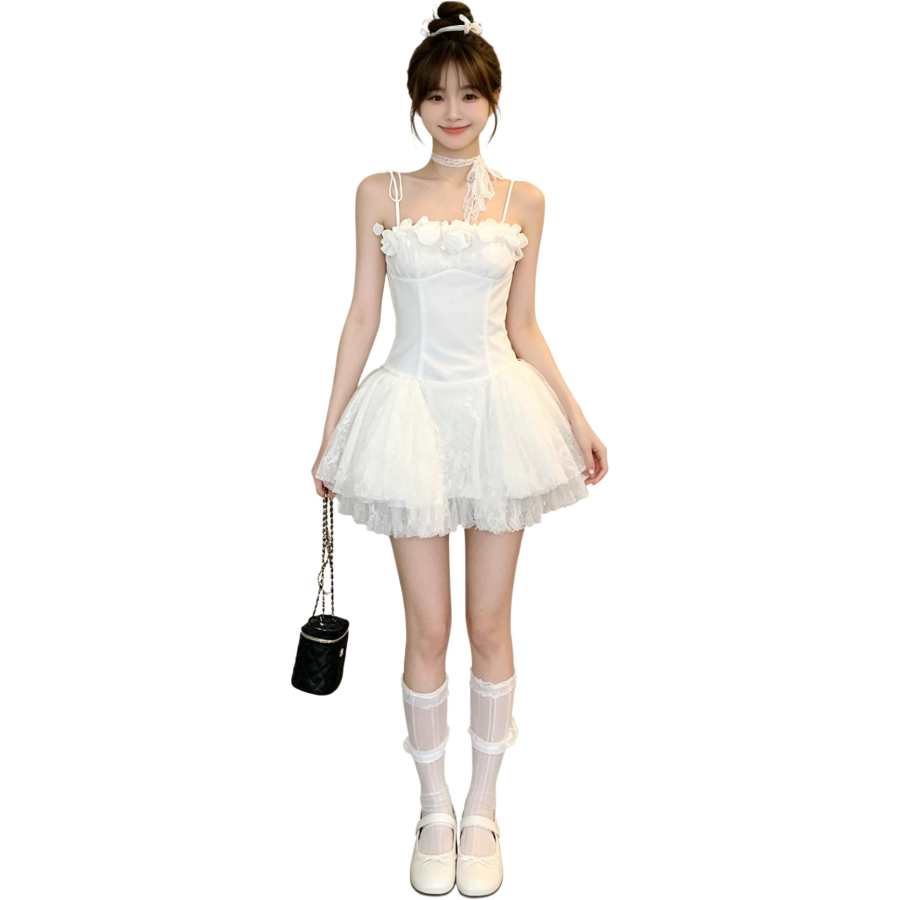 JBBCN Slip Dresses Women's White Square Collar Moderate Short
